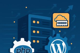 Servidor otimizado executando WordPress com scripts em cache e performance elevada